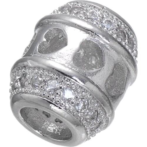 Micro Pave CZ Crystal DIY Chunky Beads 1pcs Fashion Color Ellipse Shaped Hollow Spacer Bead Findings for Jewelry Making