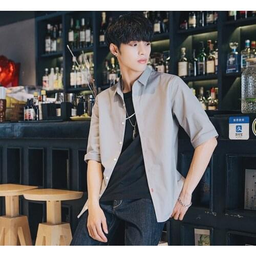 Mens Cotton Casual Shirt Slim Fit Fashion Half Sleeve Fashion Business Shirts Men Dress Shirts High Quality Camisas Male TS-432