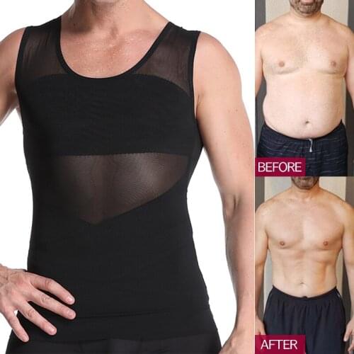 Men Body Shaper Tight Skinny Tummy Waist Trainer Posture Shirt Elastic Abdomen Tank Top Shape Vests Slimming Boobs Gymwear Vest