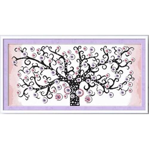 Abstract Tree of Life Stamped Cross Stitch Kit Embroidery needlework set