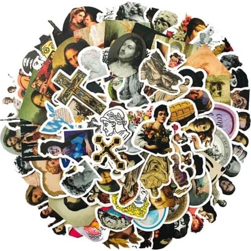 10/30/50PCS Renaissance Mona Lisa Graffiti Van Gogh Helmet Wall Phone Car Laptop Computer Car Sticker Wholesale