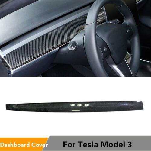 Real Carbon Fiber For Tesla Model 3 2017 - 2020 Interior Dashboard Console Center Cover Trim Molding Sticker Car Styling