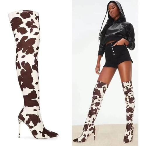 New Sexy Silver Mirror Thigh High Boots Women T Show Pointy Toe Club Party Thin High Heels Over The Knee Long Boots For Women