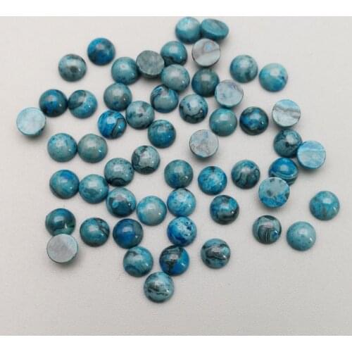 Wholesale Fashion natural blue agates stone beads charm 4mm round CAB cabochon for jewelry Ring accessories no hole 50Pcs