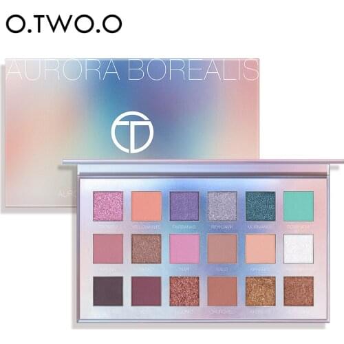 O.TWO.O 18 Colors Northern Lights Eyeshadow Palette Easy to Blend Dream Eye Shadow Glitter Shimmer Powder Waterproof Eye Make up