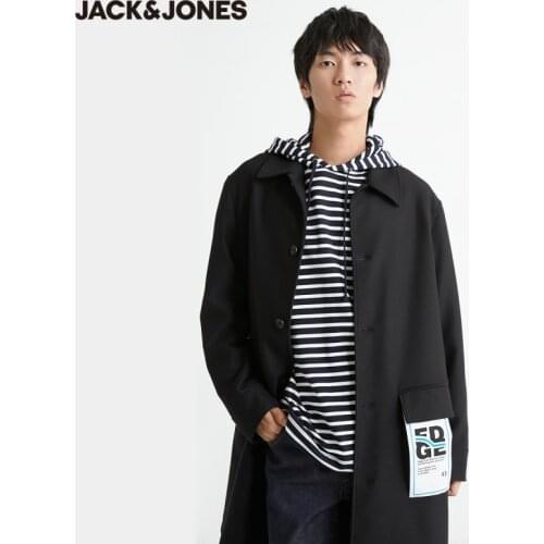 JackJones Mens Woolen Overcoat Male Casual Turn-down Collar Mid-length Woolen Overcoat | 220427025