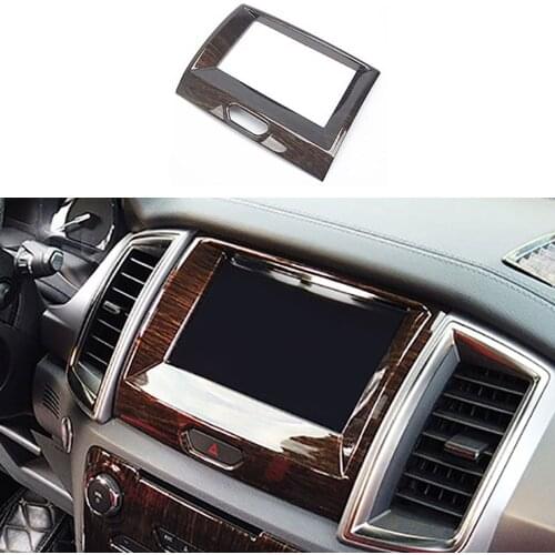 ABS Wood Grain Center Console Navigation Panel Cover Fit For Ford Ranger Everest Endeavour 2015 -2021