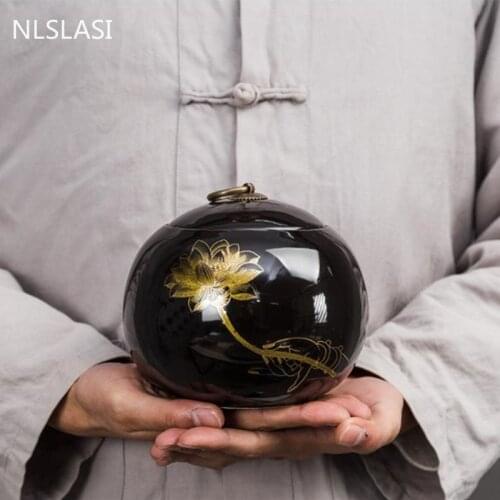 Portable ceramic tea caddy with lids sealed storage tank travel Tea Boxes tea tin containers coffee canister Spice Candy jar