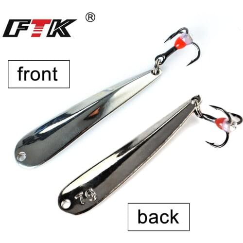 Fishking Winter Ice Fishing Lure 5g/7g/11g Gold Silver Metal Spoonbait Hard Lure with Treble Hook for fishing of perch and pike