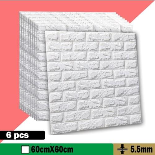 6pcs DIY Self-Adhesive 3D Wall Stickers Brick Panels Foam Waterproof Wallpaper Living Room Decor TV Bedroom Home Decoration Kid