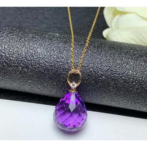 Shilovem 18k yellow piezoelectric amethyst Pendants fine Jewelry women trendy no necklace classic plant gift mymz13180023z