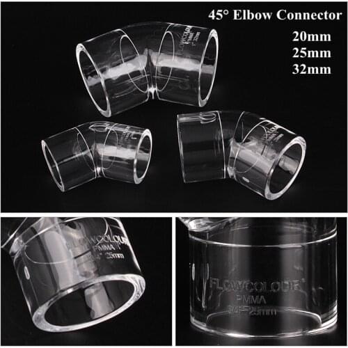 1~10pcs I.D 20/25/32mm Clear Plexiglass Acrylic Aquarium Fish Tank Elbow Joint Home DIY Water Tank PMMA 45° Elbow Connectors
