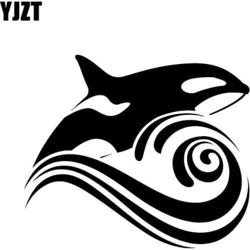 YJZT 14.3cm*12.4cm Killer WHALE Wave Fashion Car Sticker Vinyl High-quality Decal Black Silver C11-0431