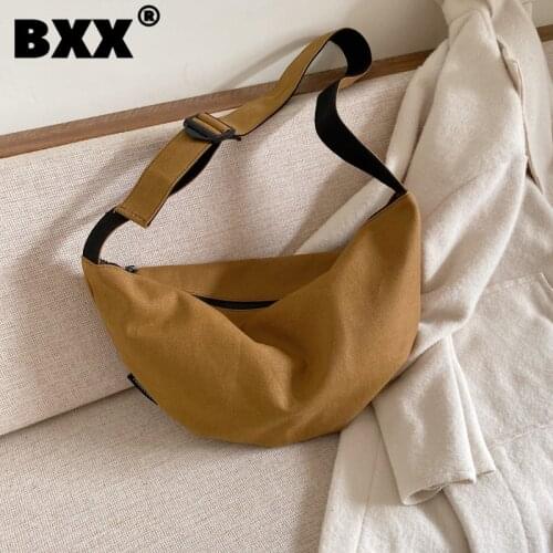[BXX] Casual Canvas Crossbody Dumplings Bags For Women 2021 Designer Shoulder Messenger Bag Female Handbags and Purses HJ451