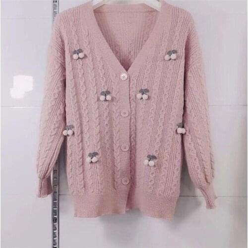Women Sweater Knit Cardigans Sweater Women V Neck 2021 New Style Loose elegaht Thicked Pull Femme Print Short Casual Coat Tops