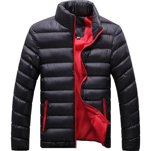 Winter young mens plus size cotton coat solid color stand collar fashion mens down coat casual down jacket Parker jacket