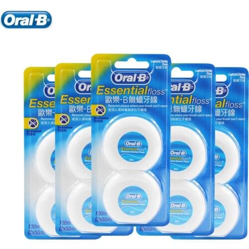 Oral B Essential Floss Comfortable Unwaxed Dental Floss Gum Care Interdental Clean Flat Thread Flosser 50m/pc