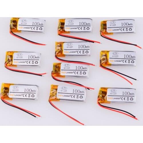 10pcs/Lot 401225 3.7v 100mAh lithium ion rechargeable battery FOR MP3 MP4 GPS bluetooth headset 3D glass Smart bracelet