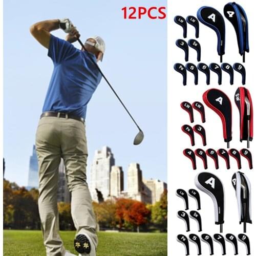 12Pcs Professional Golf Club Iron Head Cover Outdoor Portable Golf Sports Protective Pouch