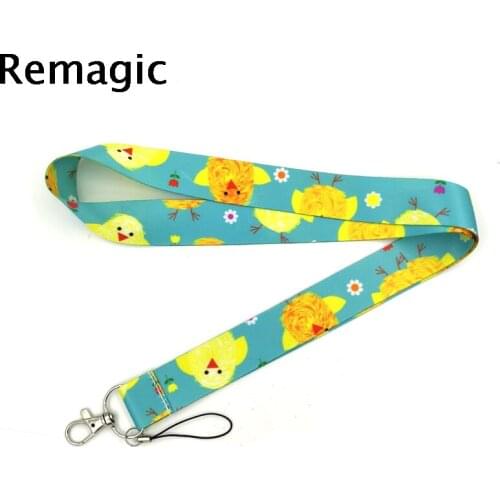 20pcs Yellow Chicken Duck Lanyard Keys Phone Holder Funny Neck Strap With Keyring ID Card DIY Animal webbings ribbons Hang Rope