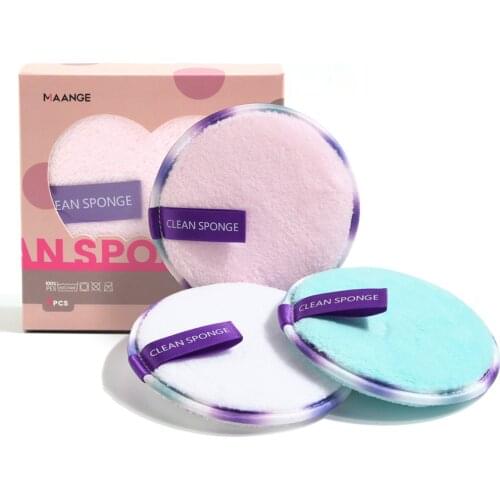 3pcs Microfiber Sponge Pads Remover Face Cleansing Towel Reusable Cleansing Makeup Sponge Puff Double Layer Cleaning Wipe Tools