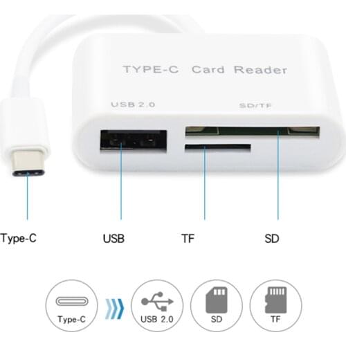 3 in 1 USB C Card SD Reader Adapter Cable SD& Micro SD TF Connection Smart Memory Card reader for Macbook Pro Type-C Port