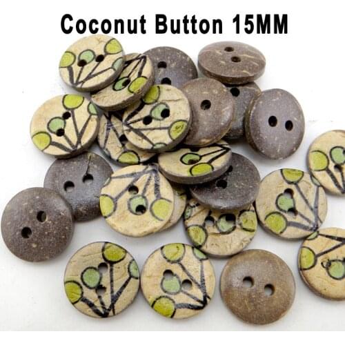 50PCS 15MM Natural Flower Coconut Buttons Fits Clothes Sewing Button Round Jewelry Charms Sewing Boots Coat Accessory CCB-084