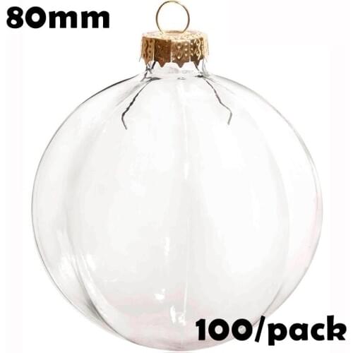 Free Shipping DIY Paintable Christmas Decoration Ornament 80mm Glass Strip Ball, 100/Pack