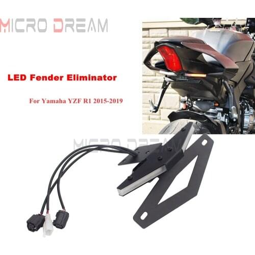 For Yamaha YZF R1 2015-2019 YZF-R1 Number License Plate Holder Rear Tail Tidy Fender Eliminator Kit with Amber/White LED Signals