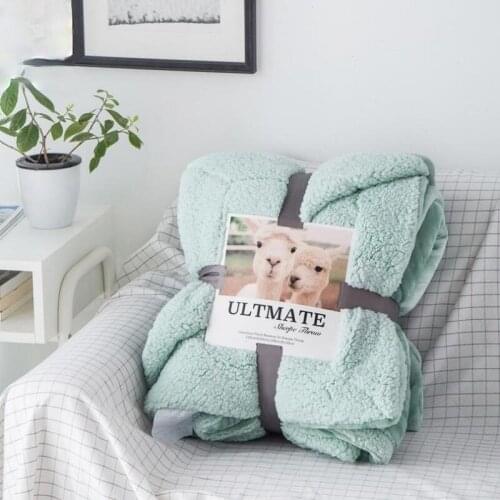 Double Layer Lamb Wool Blanket Solid Color Thick Flannel Winter Double-sided Childrens Blanket Throw