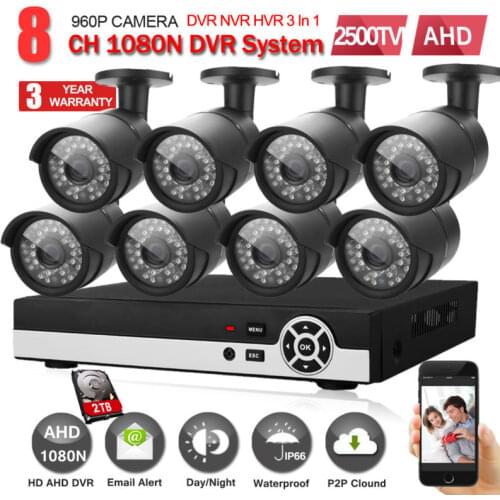 Home 8CH CCTV Security System 8 channel HDMI 1080P AHD DVR HD 960P 1.3MP outdoor bullet Camera kit Video Surveillance System