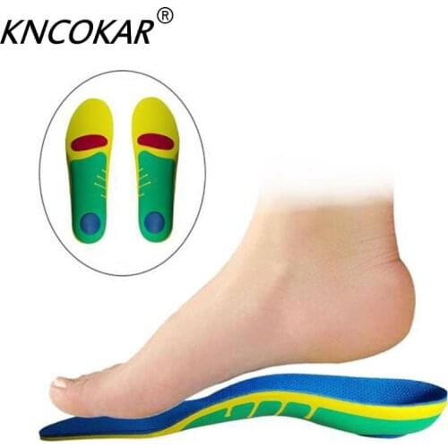KNCOKAR The new correction leather latex insoles duck board foot orthopaedic foot arch support insole common men and women