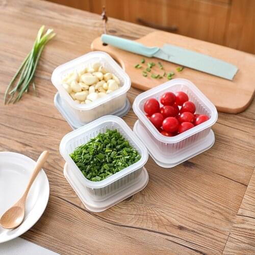 Kitchen Refrigerator Storage Box Plastic Food Container Transparent Keeping Fruit Fresh Fridge Garlic Ginger Organizer