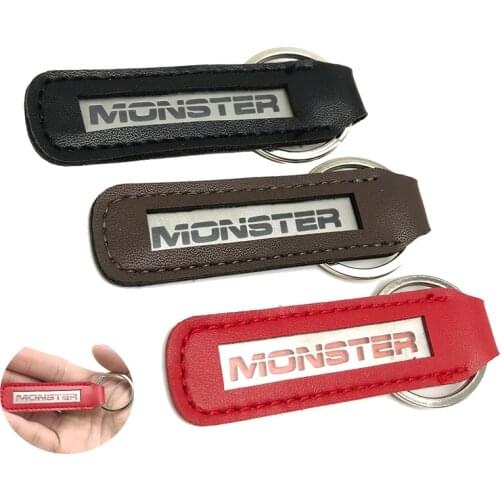 For DUCATI MONSTER 797/821/1200 Monster 696 659 795 79 Leather Keychain Metal Keychain Motorcycle Key Chain Keyring KeyRingGift