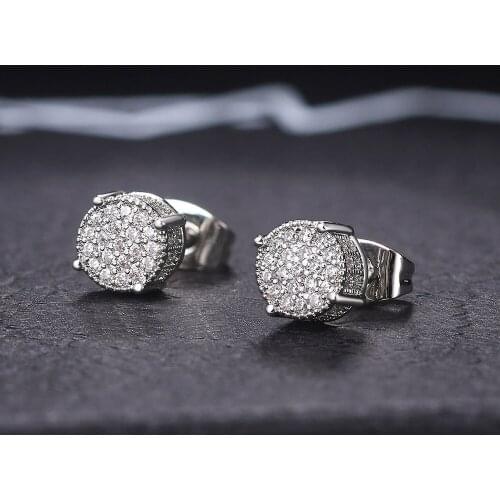 Cubic Zirconia Bling Iced Out Around Earring Gold Copper Earrings for Men Hip Hop Jewelry Stud Earrings for Women Sliver Earring
