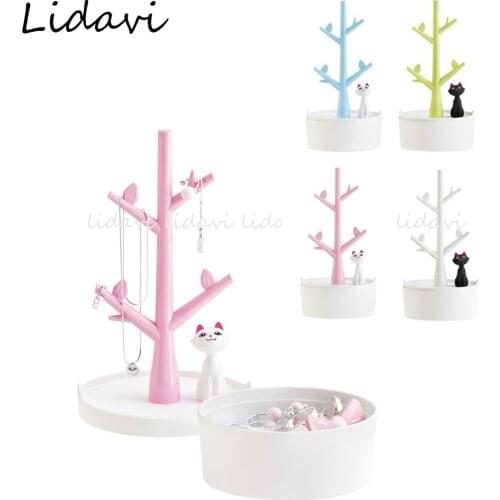 Lidavi Lovely Cat Tree Branch Jewelry Storage Box Jewelry Organizer Storage Shelf Bracelet Necklace for Earring Braces Display S