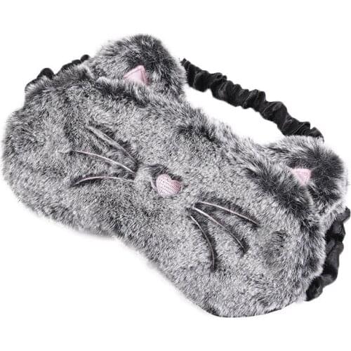 Eye Mask Plush Cute Black Cat Sleeping Mask Eyepatch Cartoon Eye Cover For Eye Travel Relax Aid Eye Patch Shading Eye Mask Soft