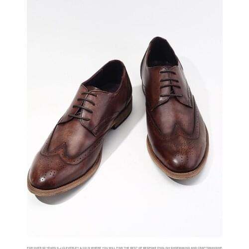 MEN GENUINE LEATHER SHOES LACE UP MEN OFFICE BUSINESS WORK SHOES FORMAL BROGUE OXFORDS WEDDING SHOES