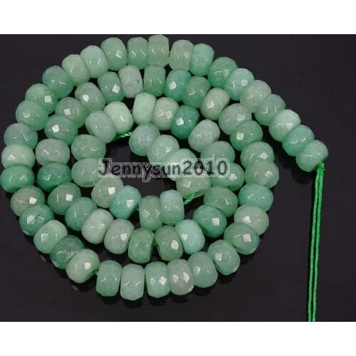 Natural Green Aventurine Gems stones 5mm x 8mm Faceted Rondelle Spacer Loose Bead 15'' Jewelry Design 5 Strands/Pack