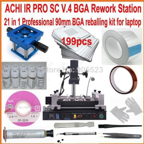 2016 New ACHI IR PRO SC V4 bga rework station motherboard repair machine +199pcs 90mm laptop bga stencils +20 gifts