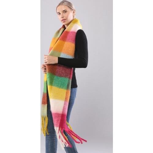 2021 New Women Sacrf Stripe Winter Scarf Scarves Designer Acne Blanket Scarves Women Type Colour Chequered Tassel Imitated