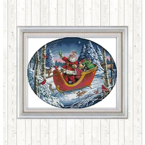 Santa Claus Christmas Cross-stitch Kits Aida 14ct 11ct Counted Printed Canvas for Embroidery Kit DMC DIY Needlework Decor Crafts