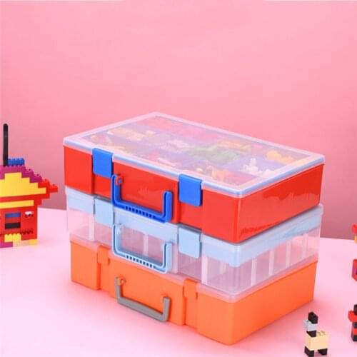 Extra large multi-layer transparent box Lego storage box building block toy small particle parts classification compartment fini