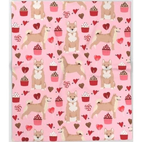 Dog Shiba Inu Cartoon Throw Blanket Cute Kids Design Shiba Inu valentines day Blankets for Beds Christmas Decorations for Home