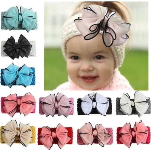 Wholesale Wave crochet Headbands Cotton Bowknot Hair Accessories Baby Hair Band bandage accessory girl bows cheveux Headwear
