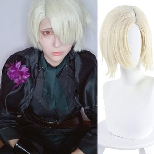 Hot Game Identity V Tomb Keeper Andrew Kress Cospaly Wigs Light Gold Short Synthetic Hair Halloween Party Carnival Costume Wig