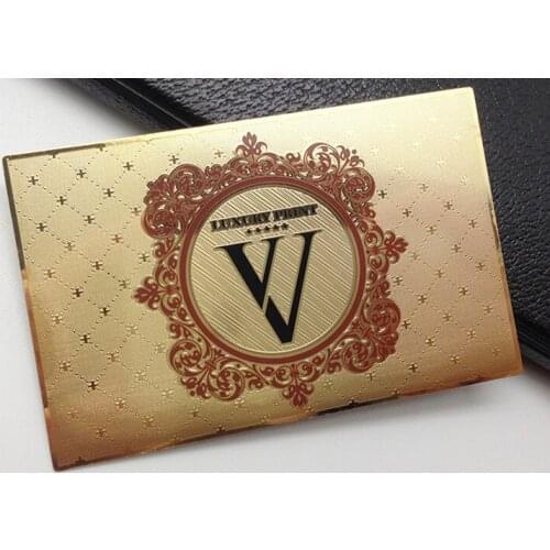 OEM 85*54Mm Or Customized Stainless Steel Wedding Invitation gold Metal Business Card