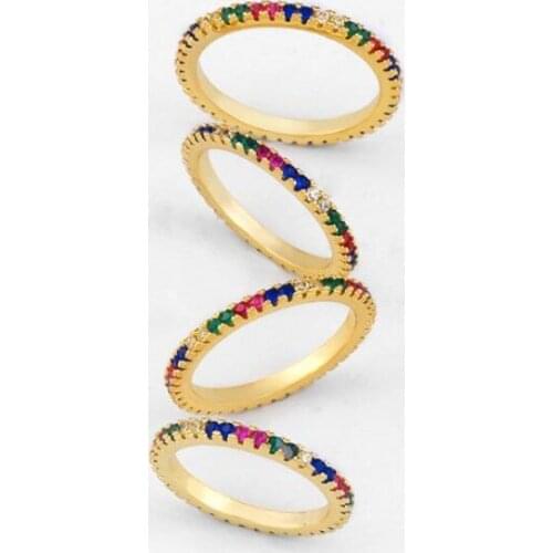 Size 6/7/8/9 Stunning Luxury Jewelry 18KT Gold Fill Pave 5A Cubic Zirconia Women Wedding Band Ring for Lovers Gift