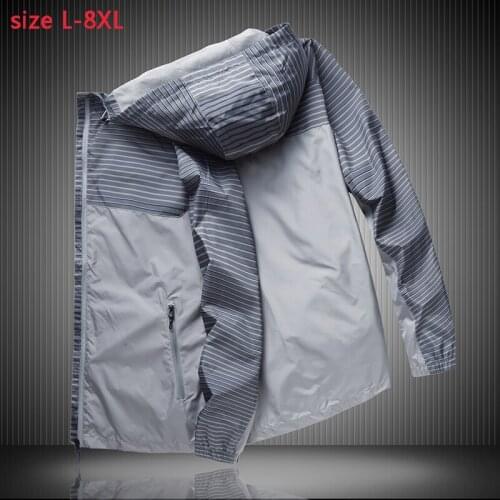 With hood New arrival mens Thin and breathable Jacket Men fashion super large mens Windbreak casual plus size XL-5XL 6XL 7XL 8XL