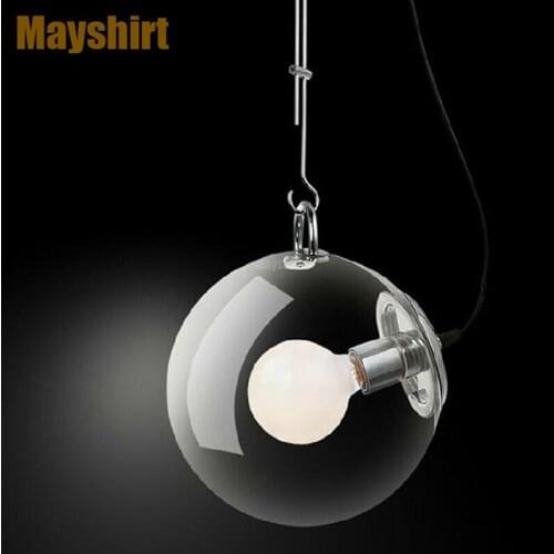 Modern Iron Glass Ball Pendant Lamp Bedroom Bedside Living Room Decor Kitchen Bathroom Ceiling Light LED Pendant Light Fixtures